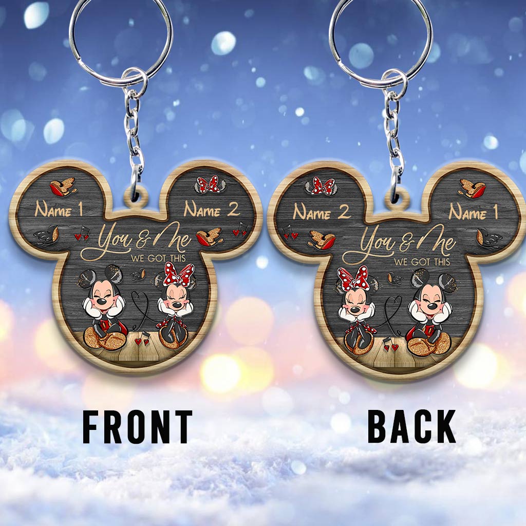 You And Me - Personalized Couple Mouse Keychain (Printed On Both Sides)