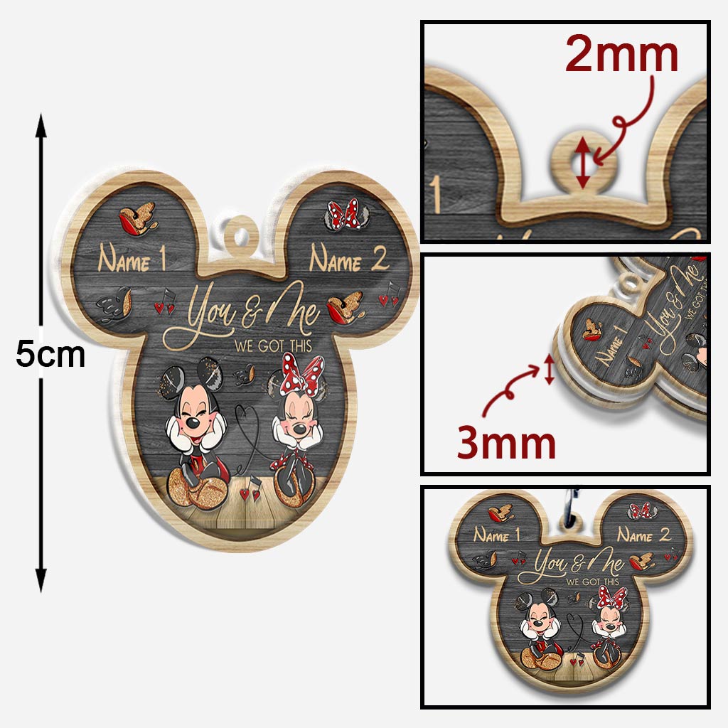 You And Me - Personalized Couple Mouse Keychain (Printed On Both Sides)