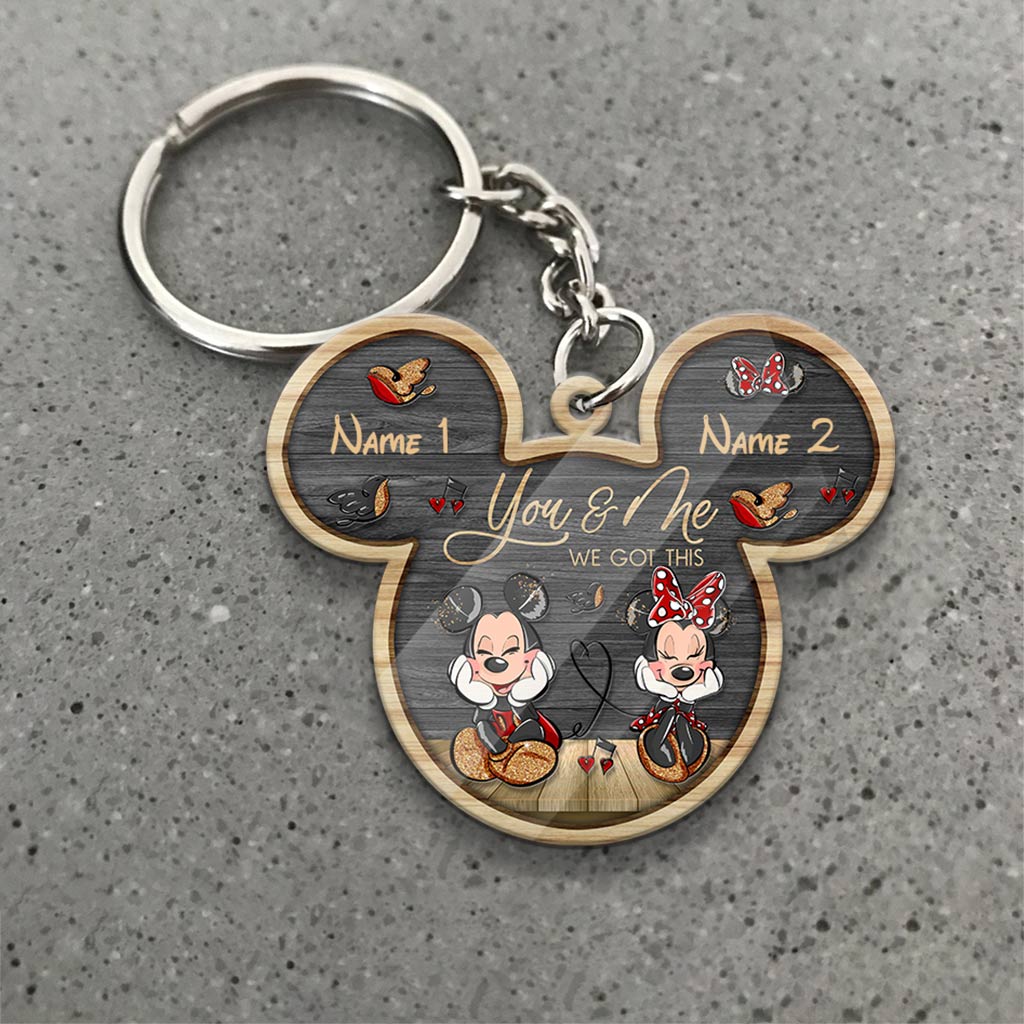 You And Me - Personalized Couple Mouse Keychain (Printed On Both Sides)