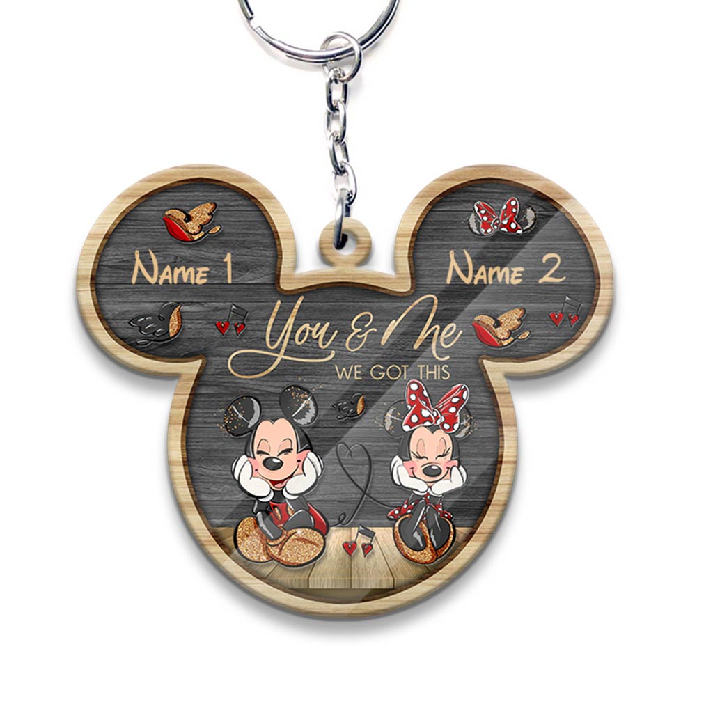 You And Me - Personalized Couple Mouse Keychain (Printed On Both Sides)