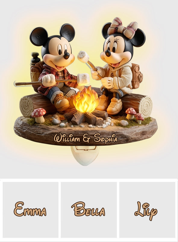 Love Camping Mouse Couple - Personalized Mouse Acrylic Plug-In Night Light