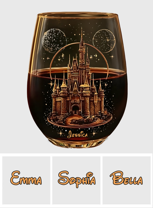 Magical Castle - Personalized Mouse All Over Wine Glass