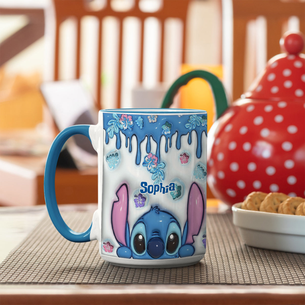 Blue Ohana - Personalized Ohana Bottom Printed Accent Mug