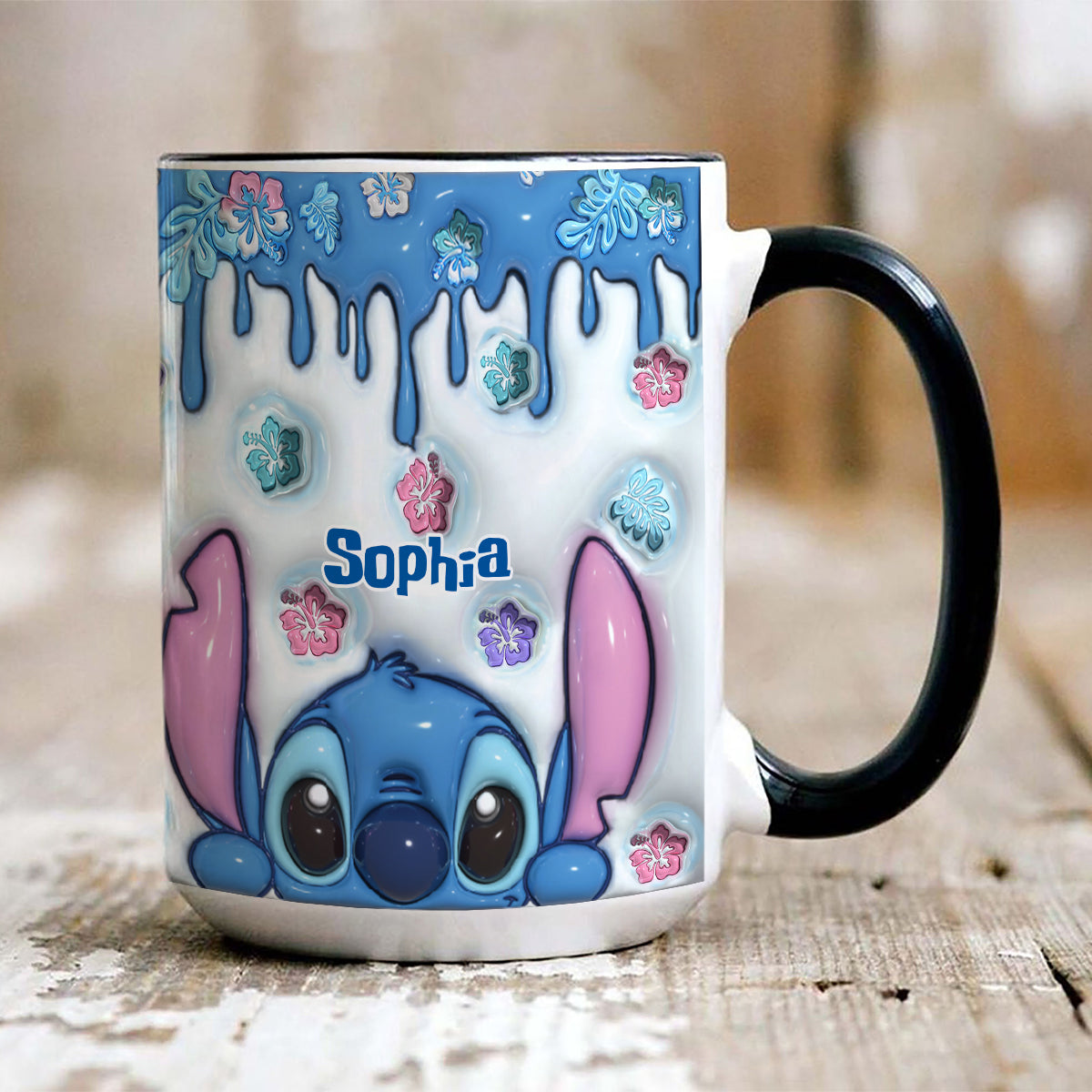 Blue Ohana - Personalized Ohana Bottom Printed Accent Mug