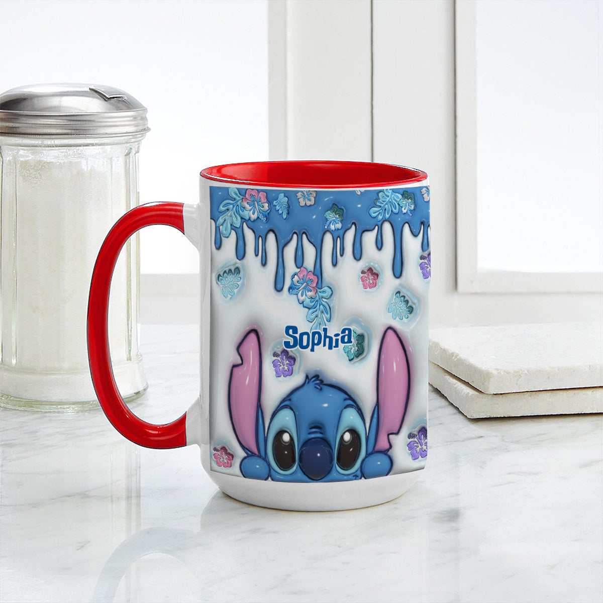 Blue Ohana - Personalized Ohana Bottom Printed Accent Mug