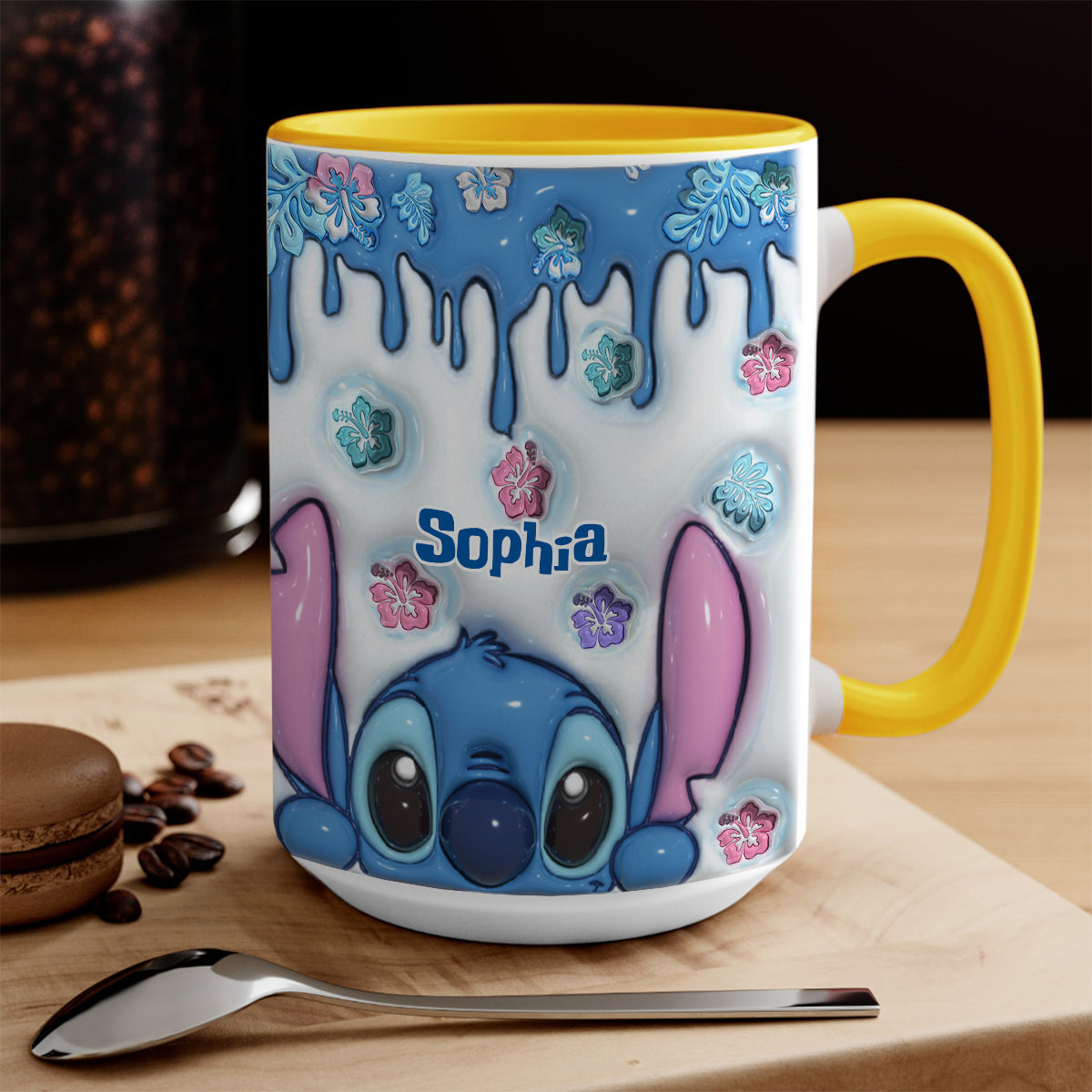 Blue Ohana - Personalized Ohana Bottom Printed Accent Mug