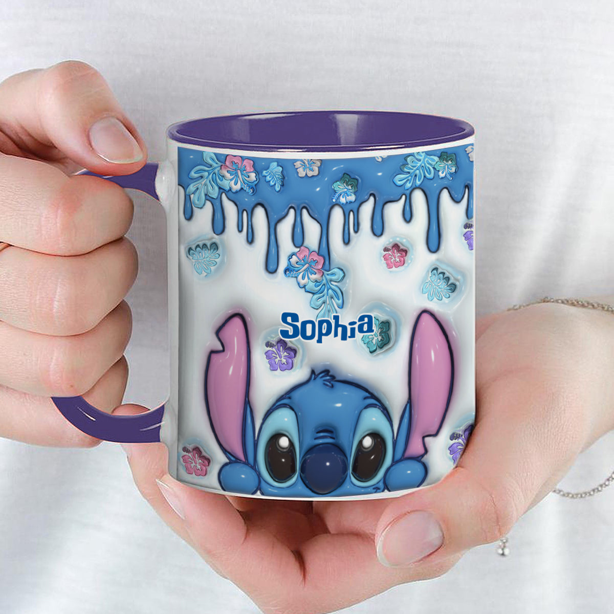 Blue Ohana - Personalized Ohana Bottom Printed Accent Mug