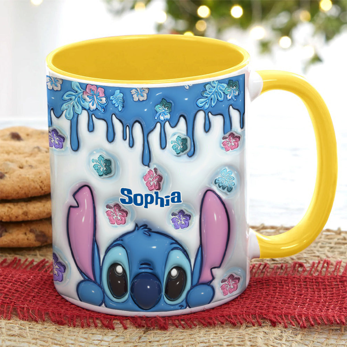 Blue Ohana - Personalized Ohana Bottom Printed Accent Mug