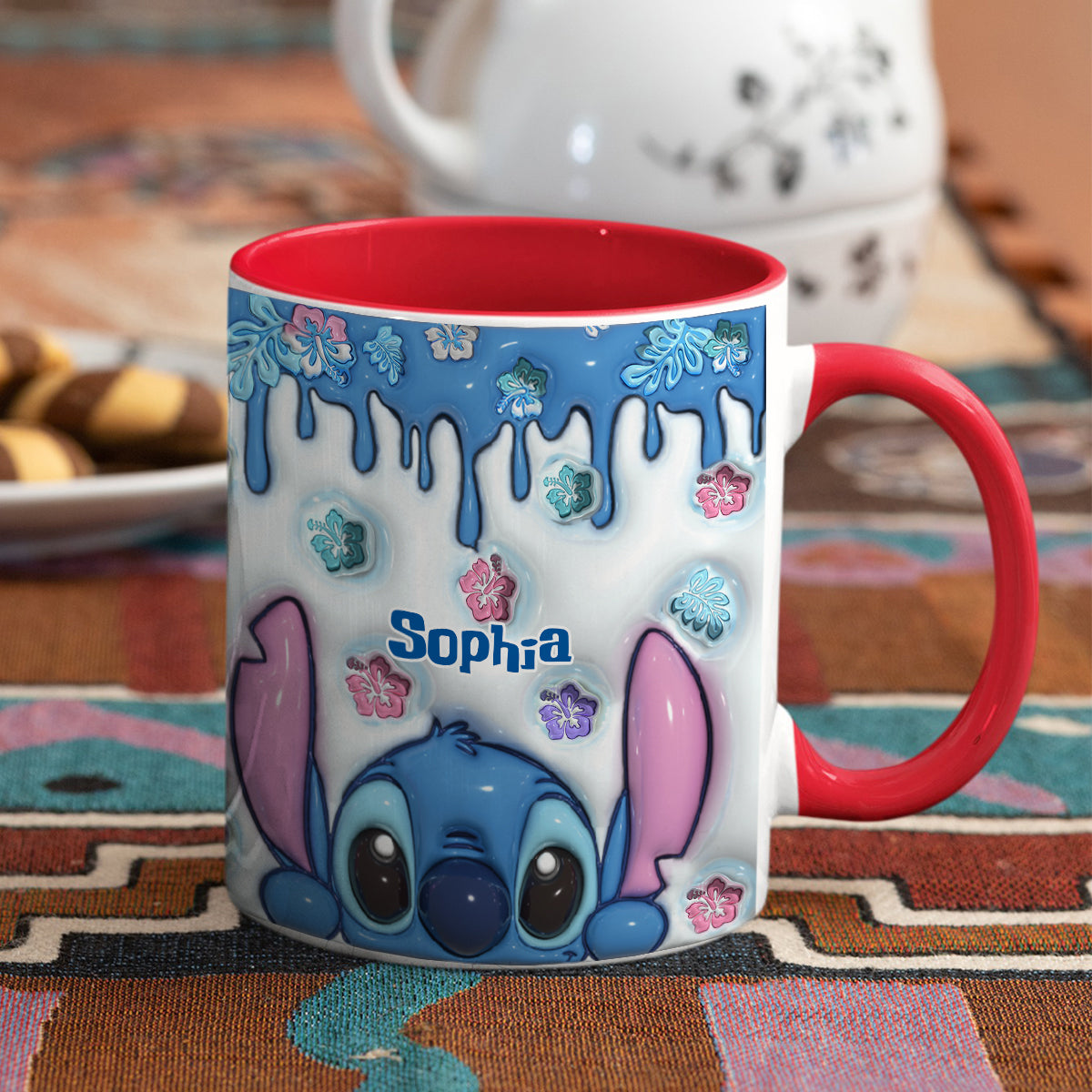Blue Ohana - Personalized Ohana Bottom Printed Accent Mug