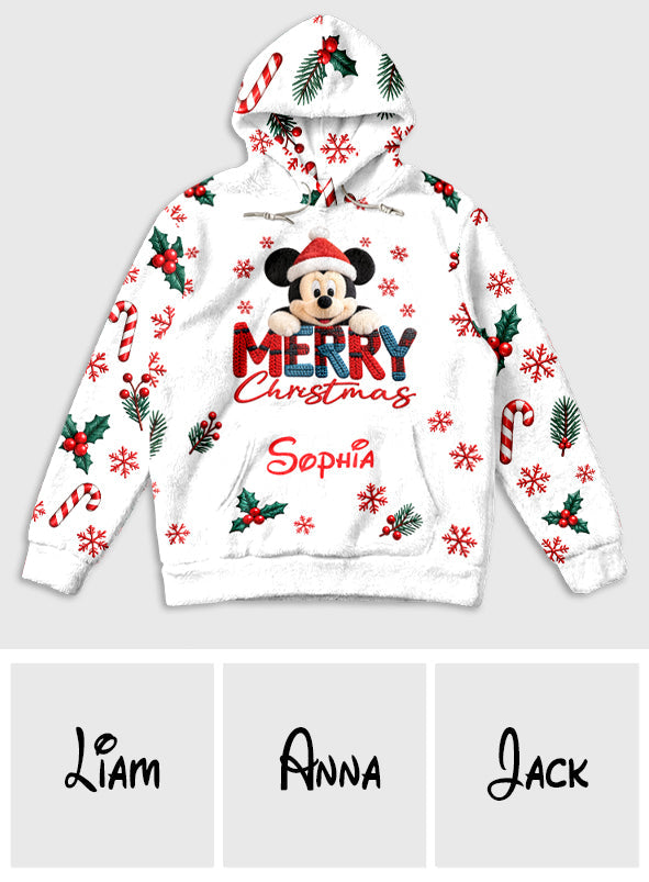 Merry Christmas - Personalized Mouse Fleece Hoodie
