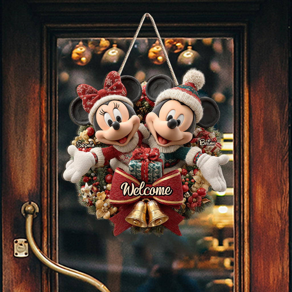 Welcome To Our Home - Personalized Mouse Custom Shaped Wood Sign