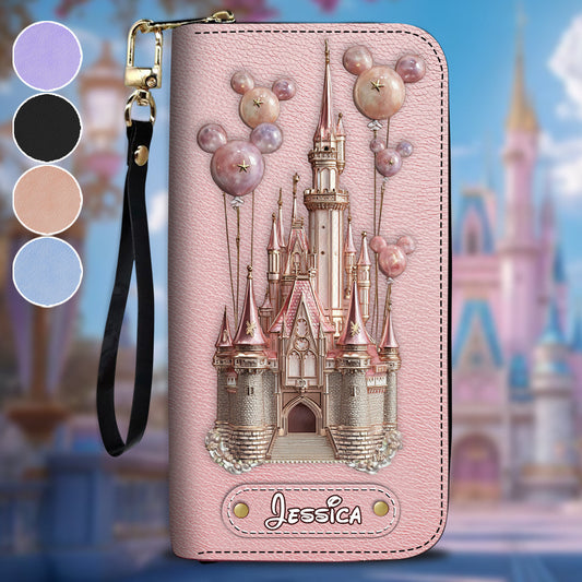 Believe In Magic - Personalized Mouse Leather Long Wallet
