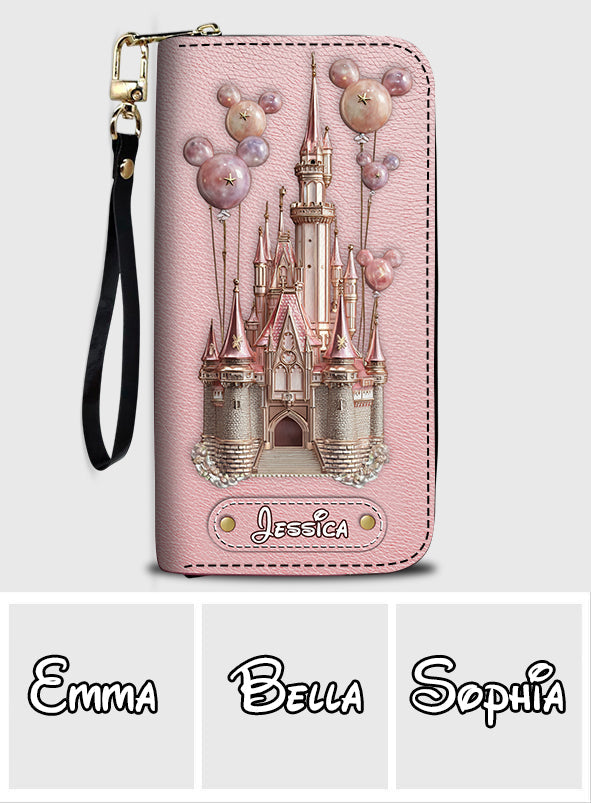 Believe In Magic - Personalized Mouse Leather Long Wallet