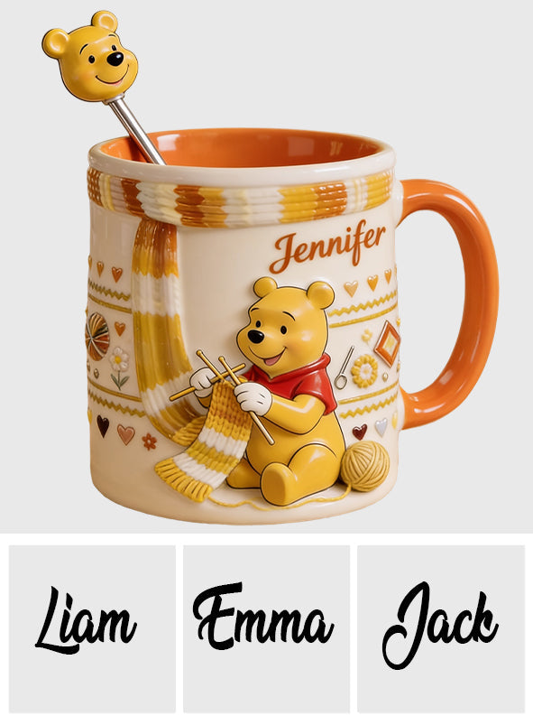 Shh I'm Crocheting - Personalized Yellow Bear Set Accent Mug with Acrylic Stirrers