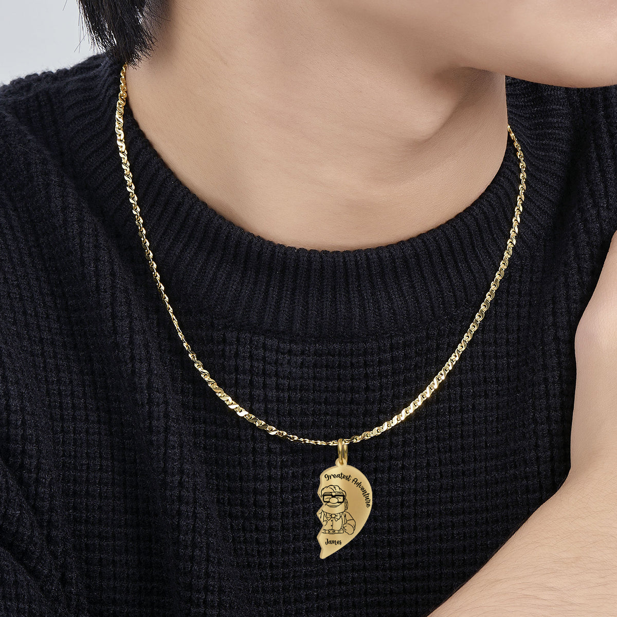 You Are My Greatest Adventure - Personalized Mouse Matching Pendant Necklace