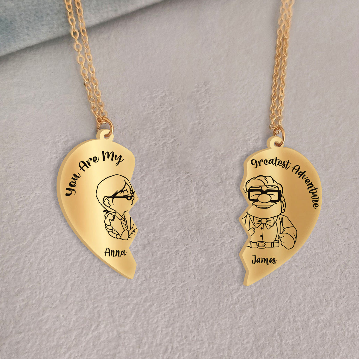 You Are My Greatest Adventure - Personalized Mouse Matching Pendant Necklace