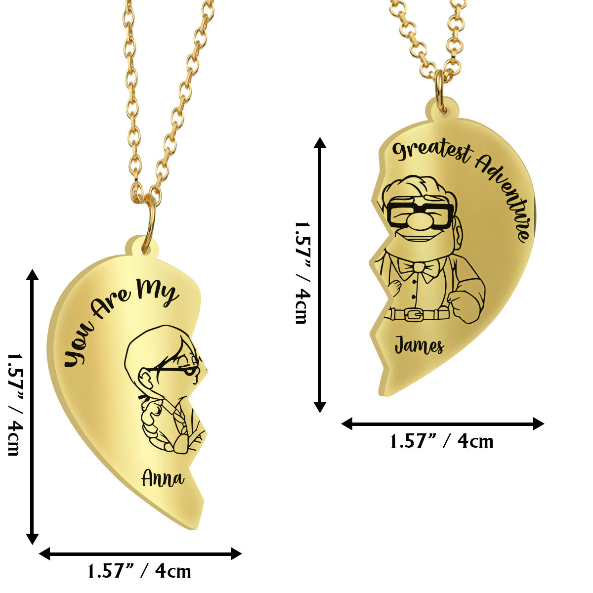 You Are My Greatest Adventure - Personalized Mouse Matching Pendant Necklace