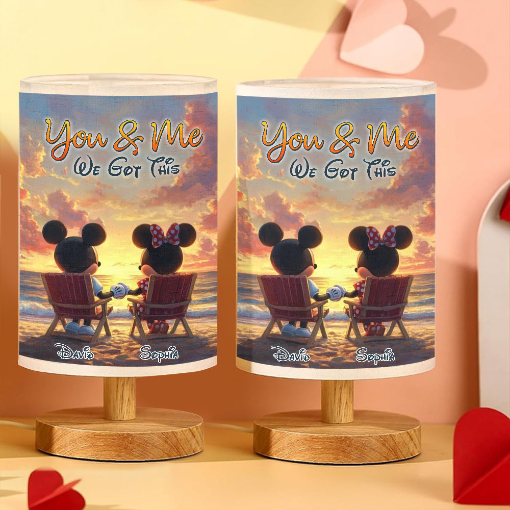 You & Me We Got This - Personalized Mouse Table Lamp with Wood Base
