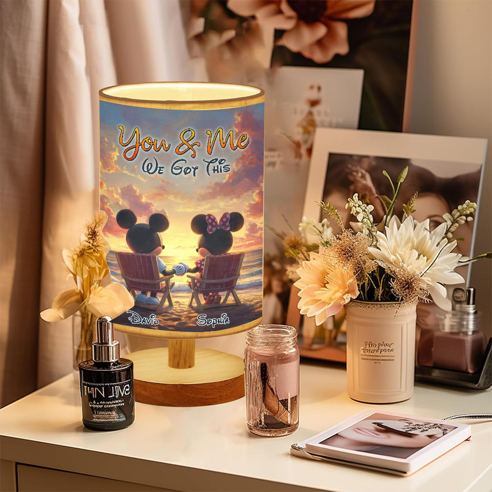 You & Me We Got This - Personalized Mouse Table Lamp with Wood Base