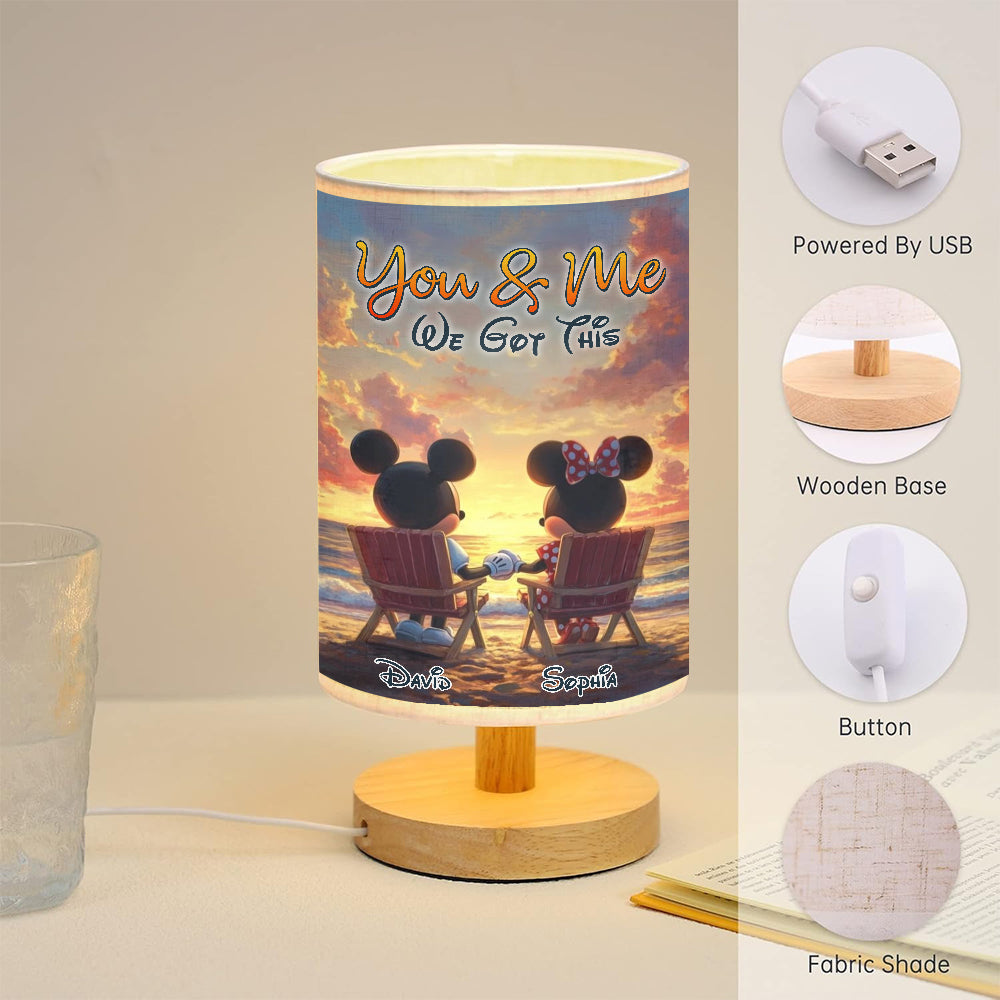 You & Me We Got This - Personalized Mouse Table Lamp with Wood Base