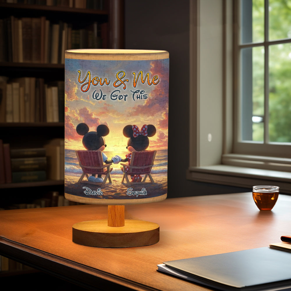 You & Me We Got This - Personalized Mouse Table Lamp with Wood Base