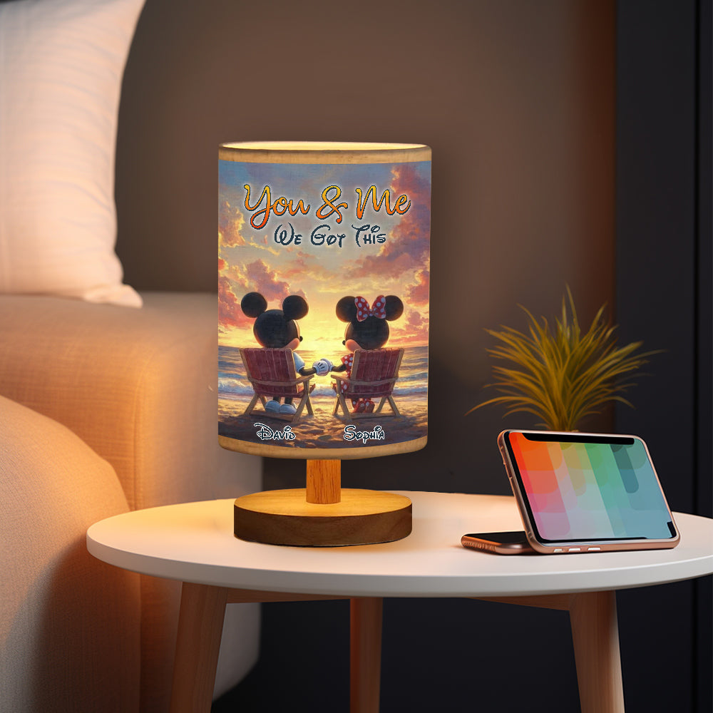 You & Me We Got This - Personalized Mouse Table Lamp with Wood Base