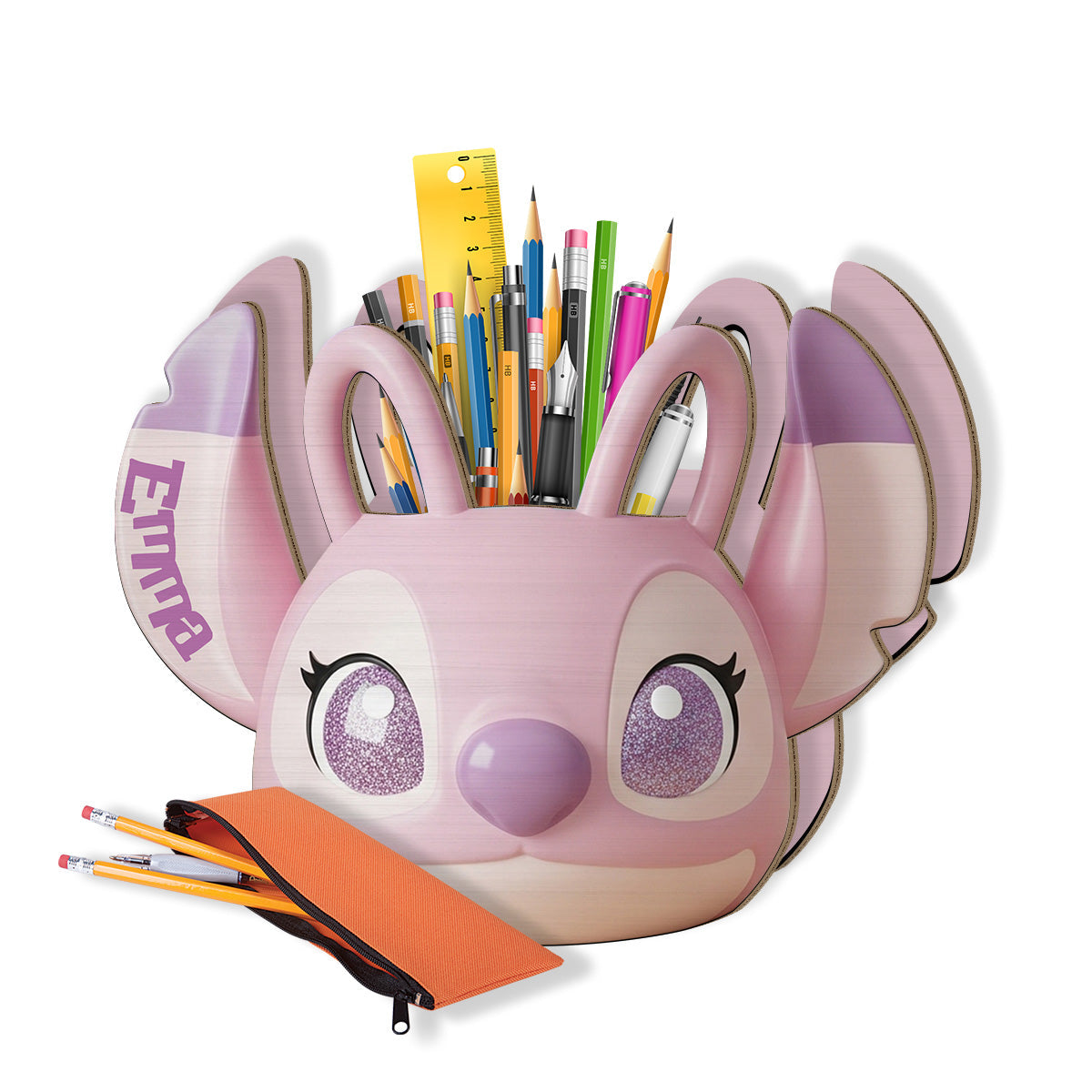 Blue and Pink Monster - Personalized Ohana Wooden Pen Holder