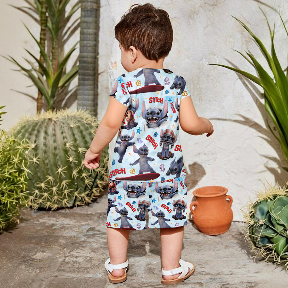 Blue Alien - Personalized Ohana Kid T-shirt & Shorts