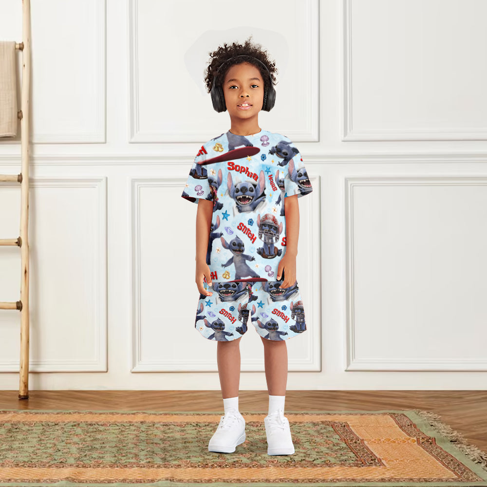 Blue Alien - Personalized Ohana Kid T-shirt & Shorts