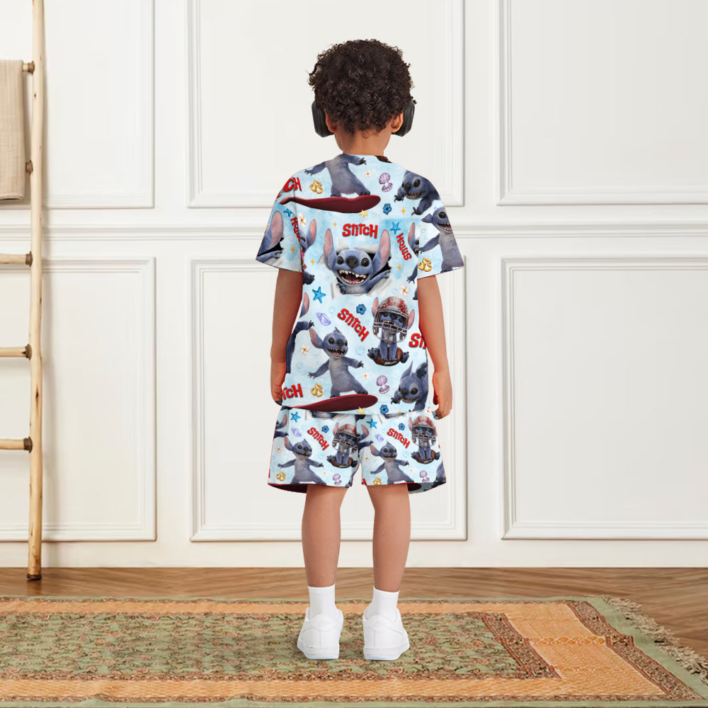 Blue Alien - Personalized Ohana Kid T-shirt & Shorts