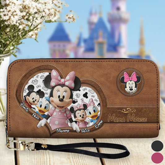 Best Mom, Grandma Ever - Personalized Mouse Leather Long Wallet