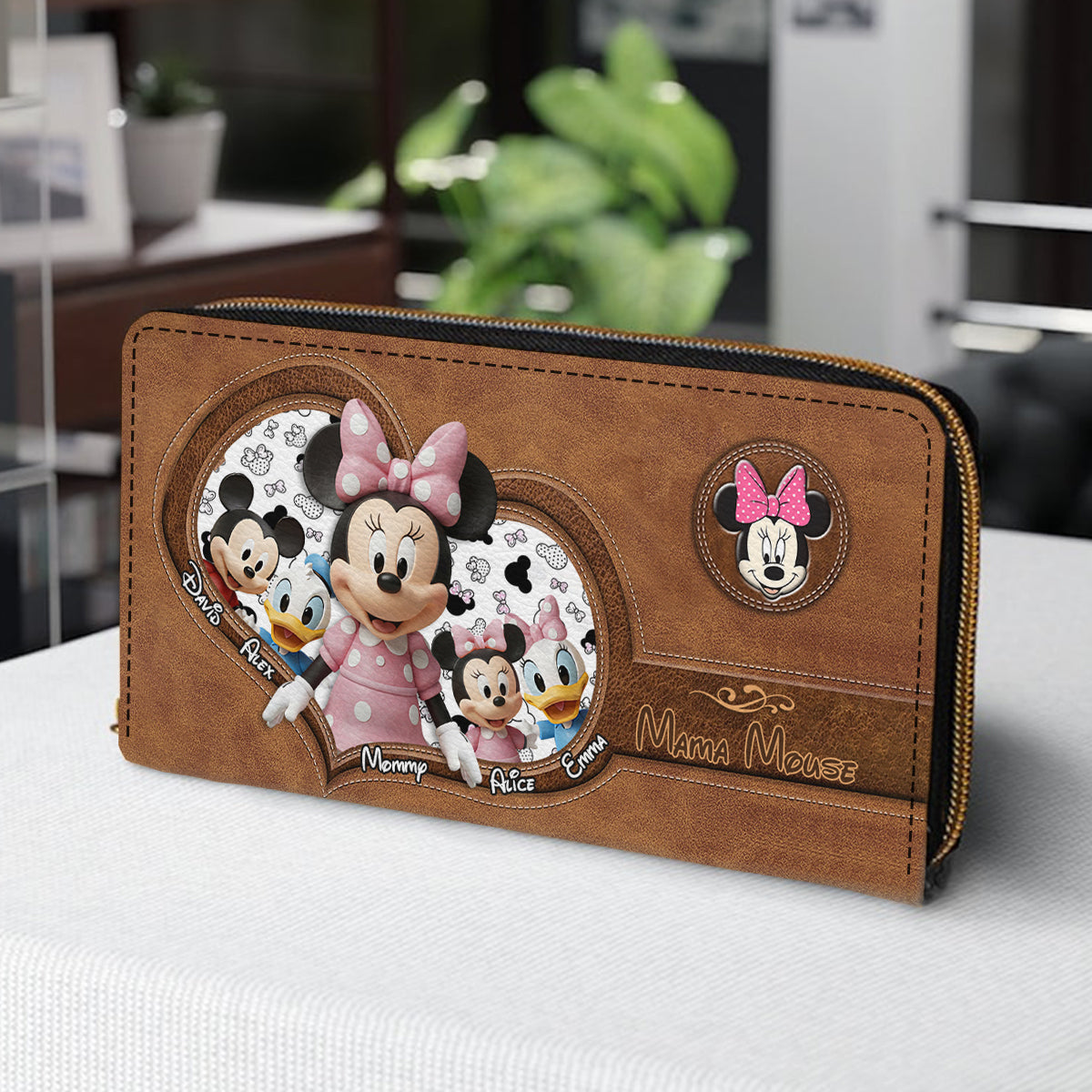Best Mom, Grandma Ever - Personalized Mouse Leather Long Wallet