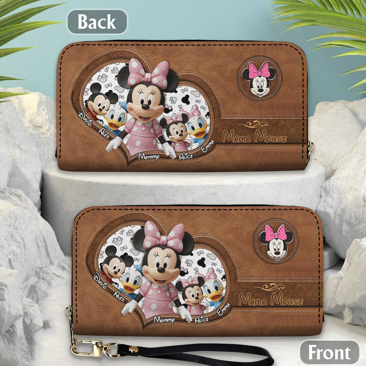 Best Mom, Grandma Ever - Personalized Mouse Leather Long Wallet