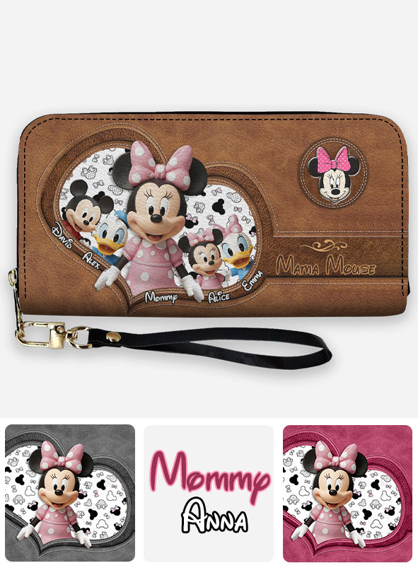 Best Mom, Grandma Ever - Personalized Mouse Leather Long Wallet