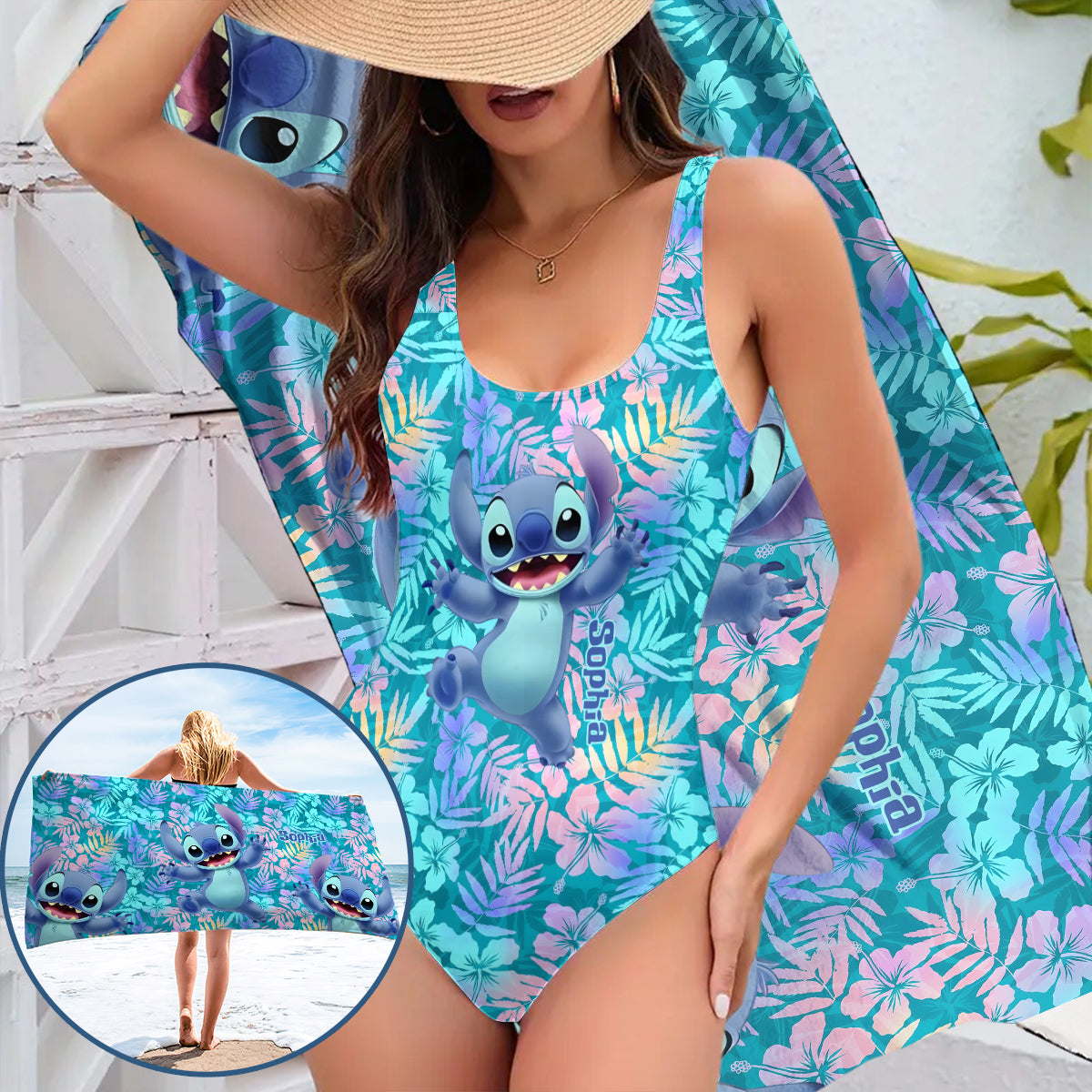 Blue Ohana Ohana Women Swimming Bodysuit & Beach Towel