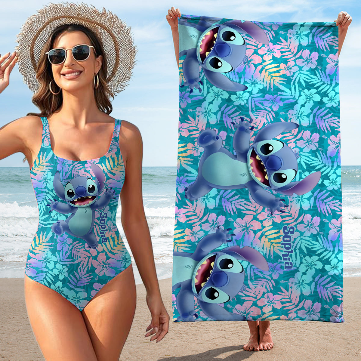 Blue Ohana Ohana Women Swimming Bodysuit & Beach Towel