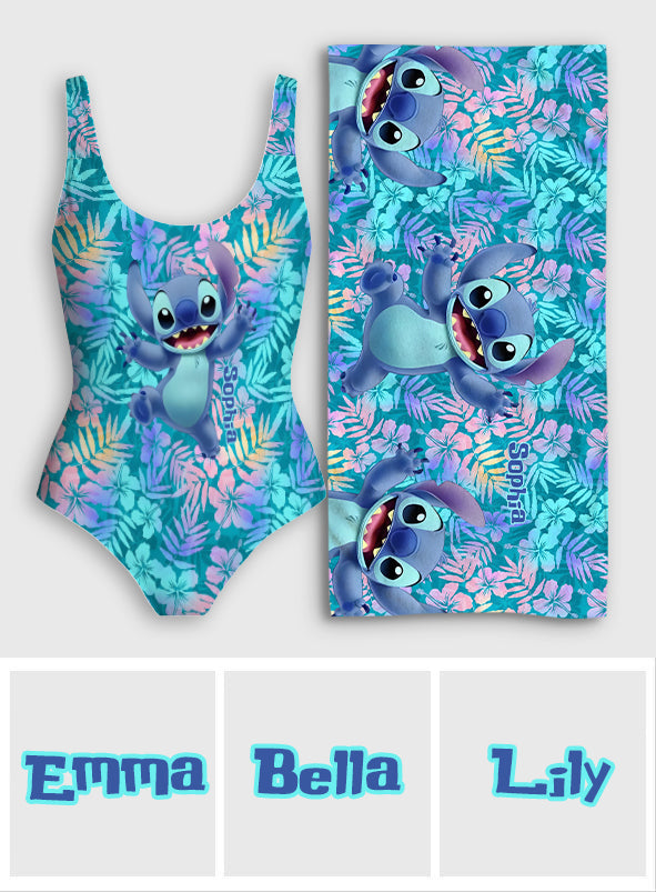 Blue Ohana Ohana Women Swimming Bodysuit & Beach Towel