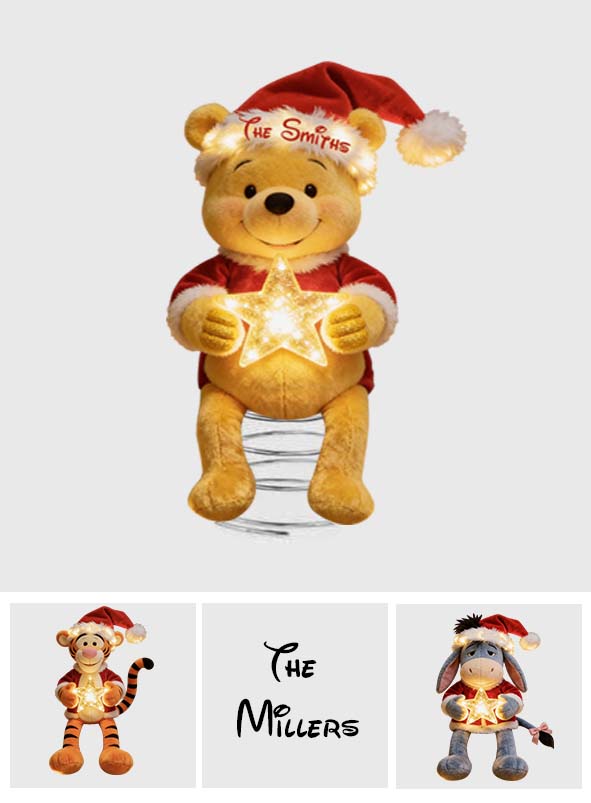 Merry Christmas - Personalized Yellow Bear LED Light Tree Topper
