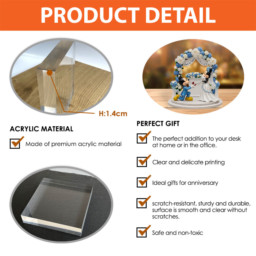 Celebrate Our Happily Ever After - Personalized Mouse Custom Shaped Acrylic Plaque