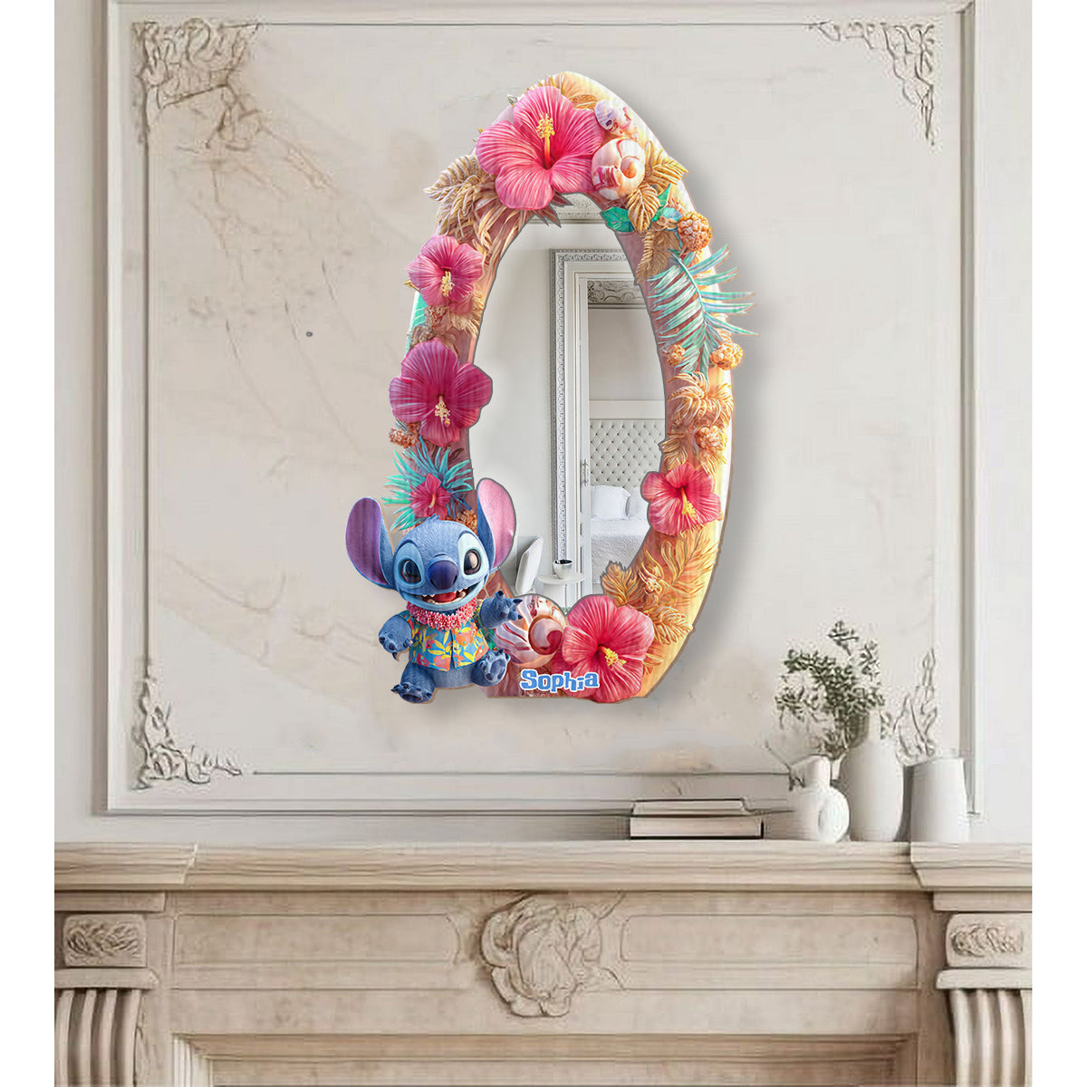 Blue Alien Ohana - Personalized Ohana Wall Hanging Mirror