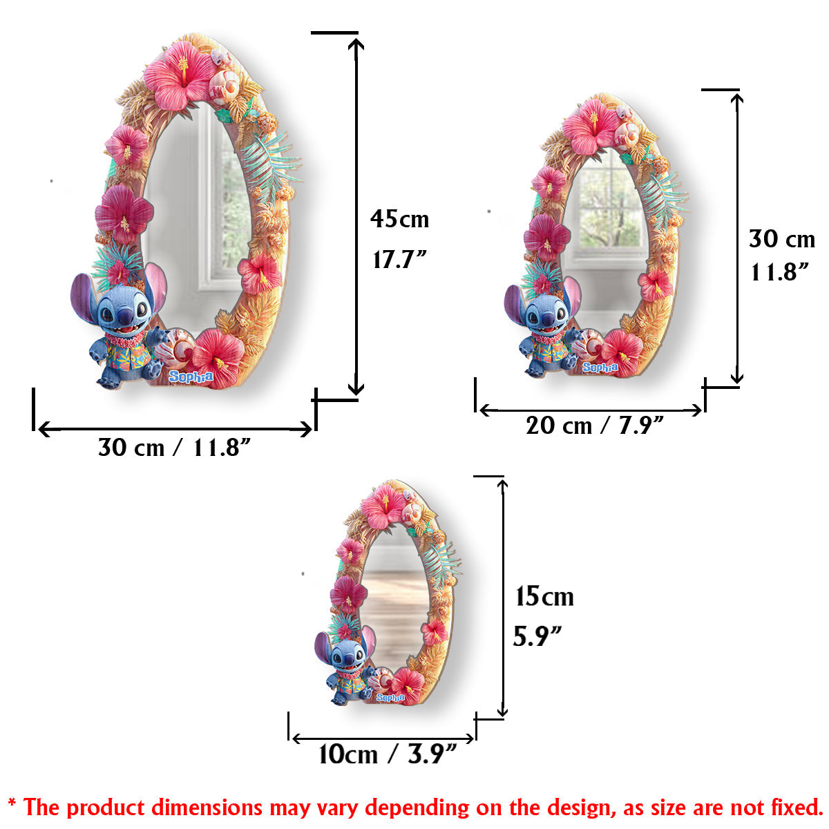 Blue Alien Ohana - Personalized Ohana Wall Hanging Mirror