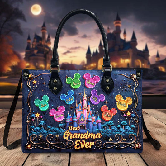 Best Grandma/ Mom Ever - Personalized Mouse Leather Handbag