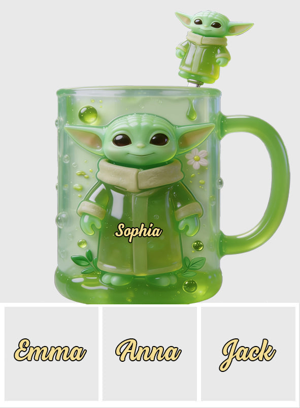 Green Ailen - Personalized The Force Set Accent Mug with Acrylic Stirrers