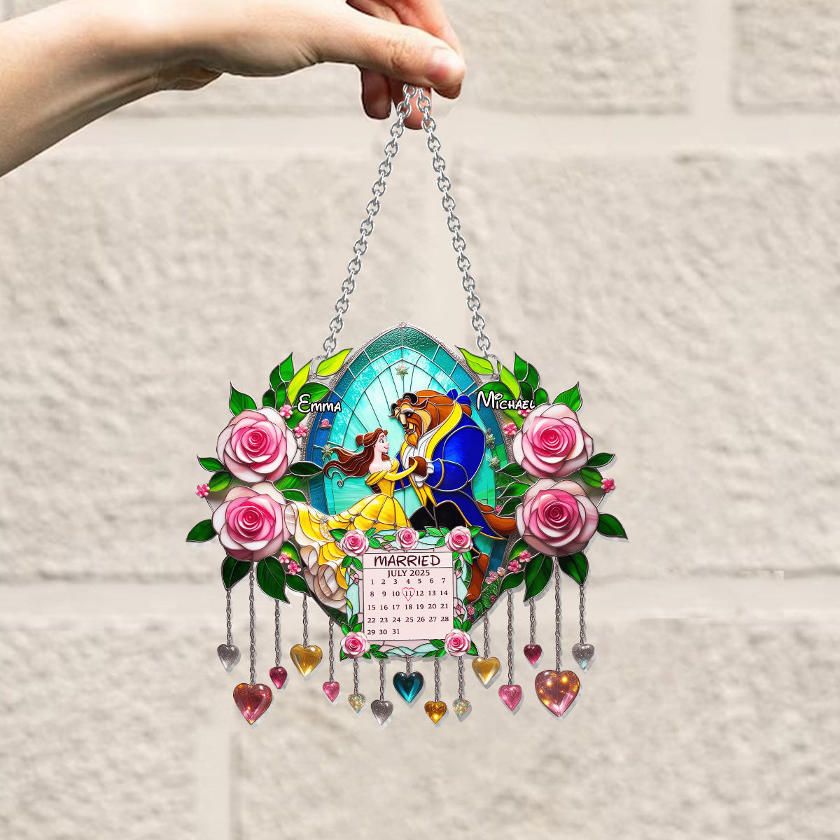 You & Me - Personalized Mouse Window Hanging Suncatcher Ornament