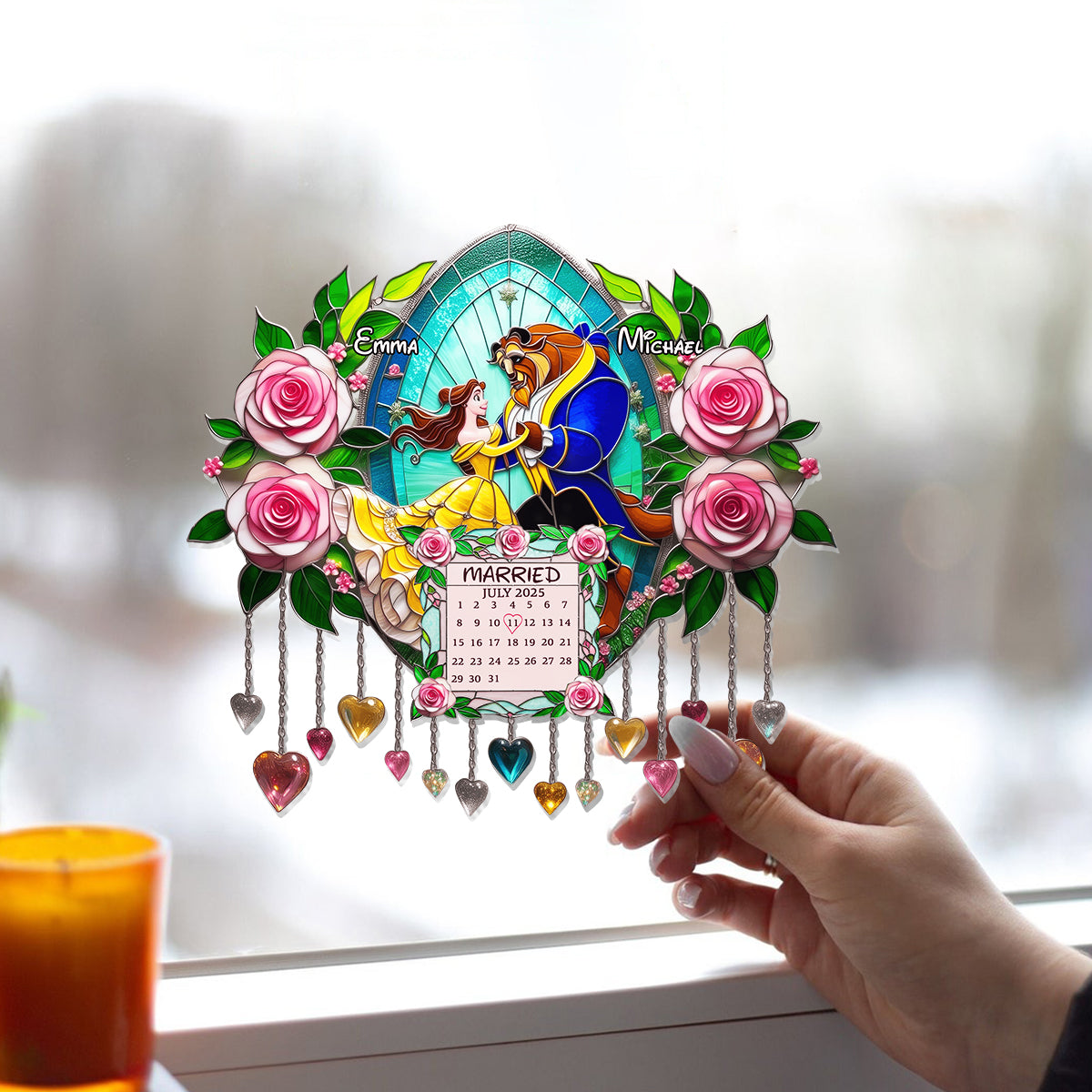 You & Me - Personalized Mouse Window Hanging Suncatcher Ornament
