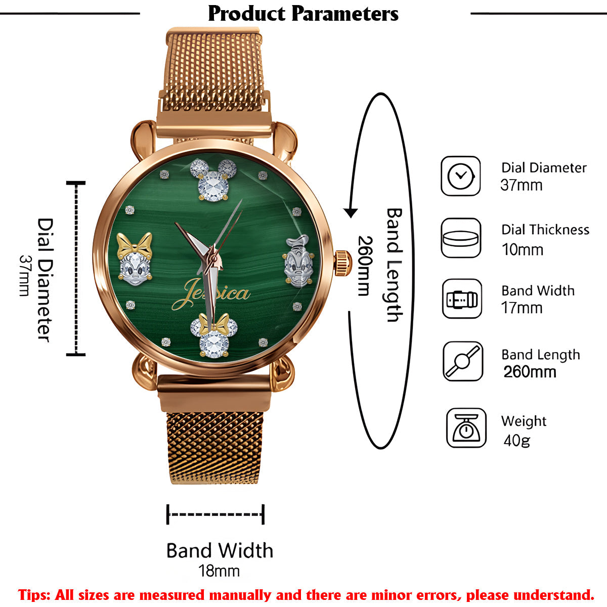 Magical Green - Personalized Mouse Women Hand Watch