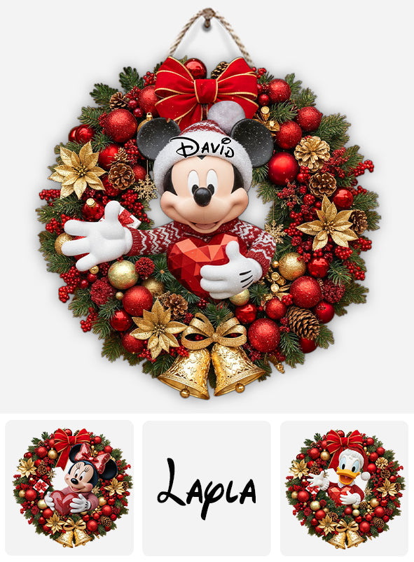 Merry Christmas - Personalized Mouse Custom Shaped Wood Sign