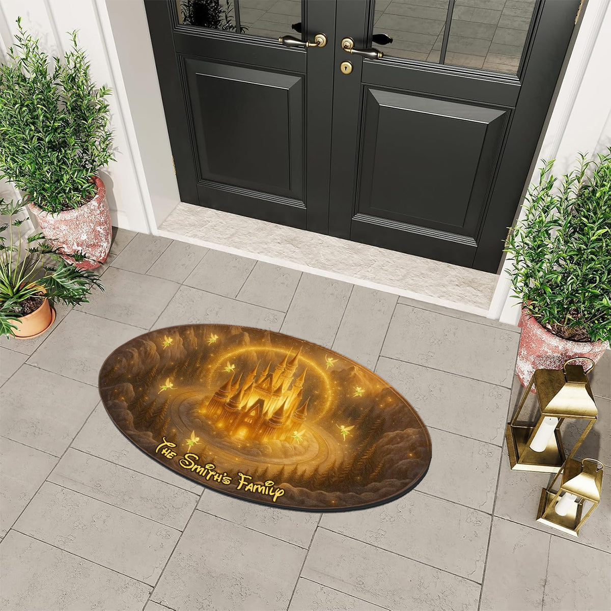 Cartoon Castle Christmas - Personalized Mouse Non-Slip Tufted Rug