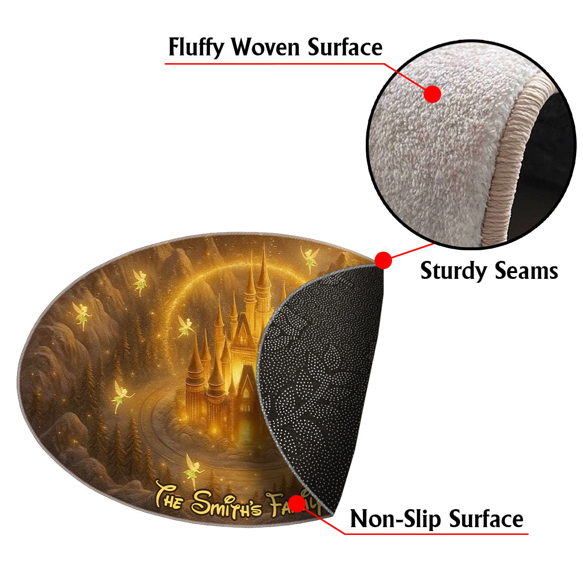 Cartoon Castle Christmas - Personalized Mouse Non-Slip Tufted Rug