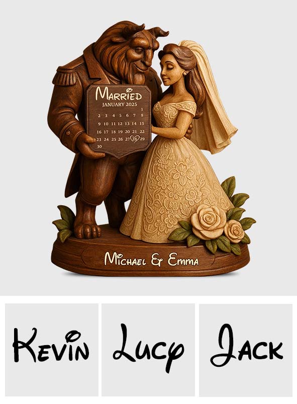Married - Personalized Couple Custom Shaped Wood Plaque